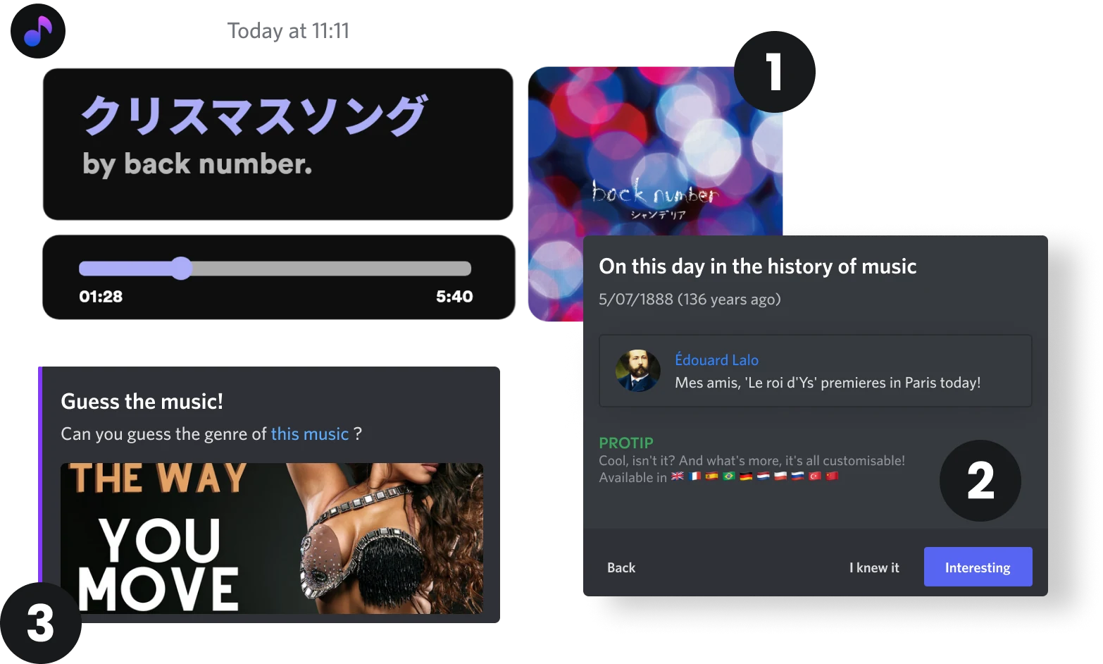 Screenshot of Daily Music, the Discord app for music recommendations.